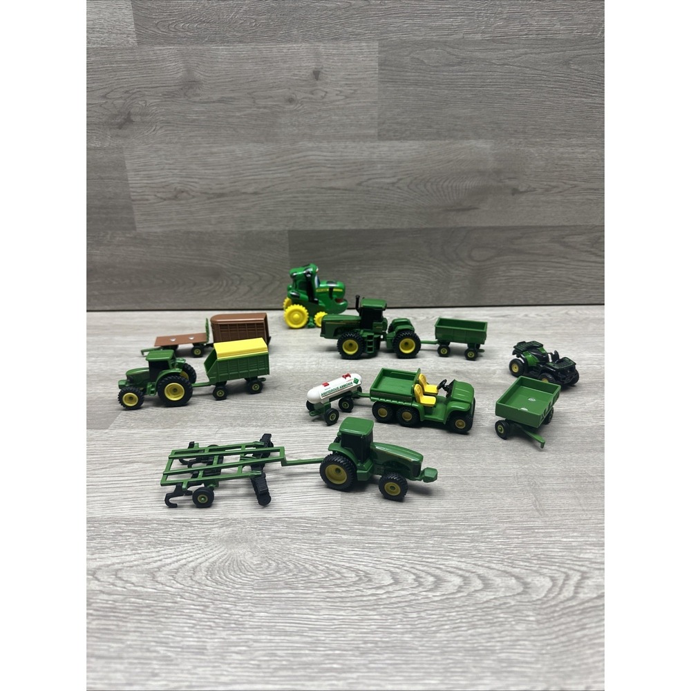 1/64 Ertl John Deer Farm Toy Equipment , 13 Peice Set Tractor Mulch Tiller Nice